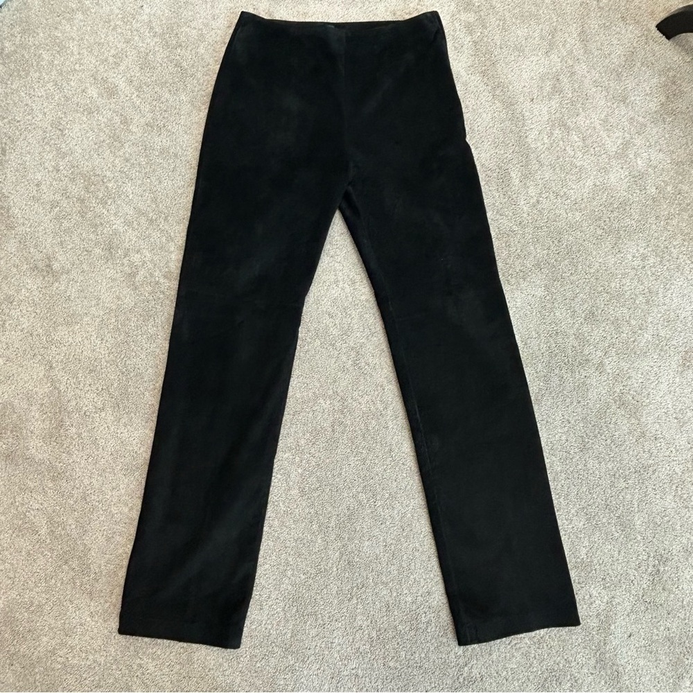 Danier Leather black suede slim fit mid rise pants Sz 6